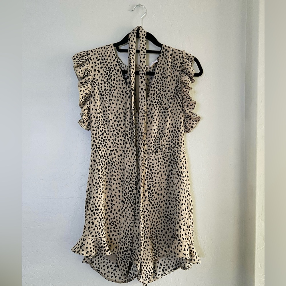 Pink Lily Cheetah Print V-Neck Romper